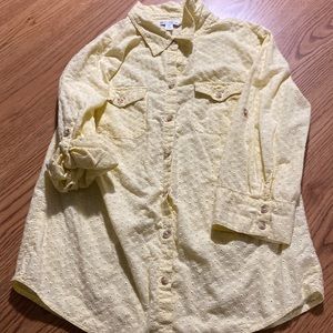 Croft&barrow button-down blouse little flower details color yellow size medium
